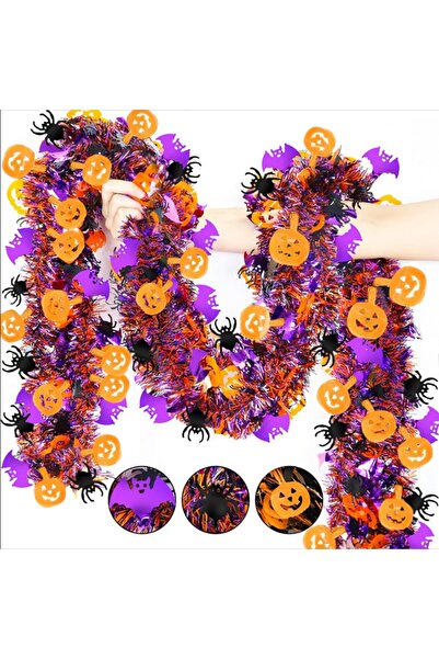Choice 1pc 2m Halloween Wreath Pendant Glitter Plastic Bat Pumpkin Halloween ...
