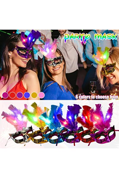 Choice 6 أقنعة مضيئة بريش LED، مثالية لكرنفال البندقية، والهالوين، والكريسماس...