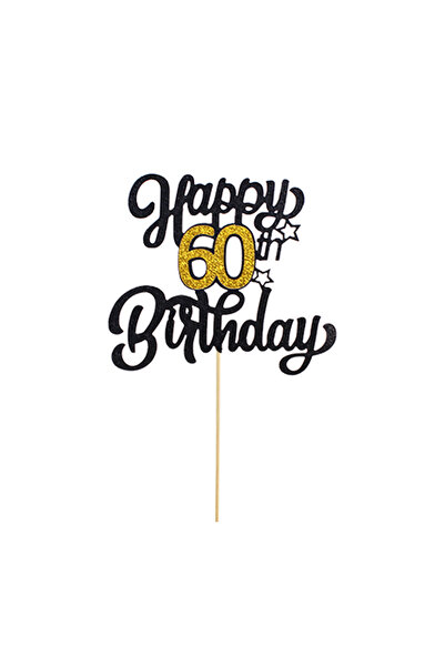 choice2 60 years old 1pc, Black Golden Number Happy Birthday Cake Topper, 30,...