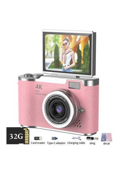 choice2 كاميرا رقمية وردية بدقة 4K مع فلاتر تجميل، كاميرا CCD عالية الدقة 48 ...