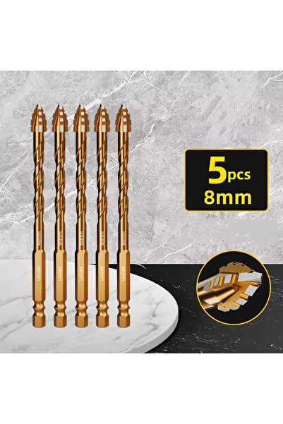 Choice8 Hexagonal 5pcs 8mm Upgraded four-edged sawtooth drill bit Professiona...