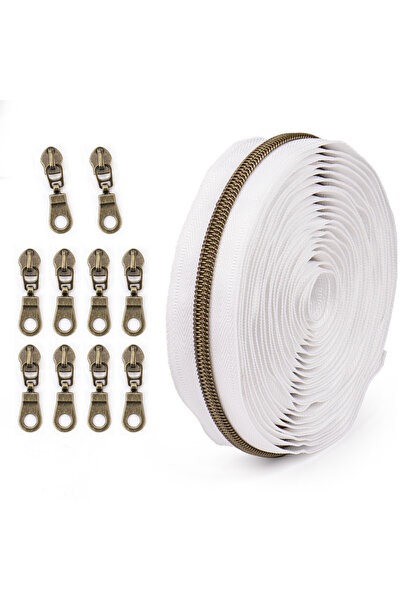 Choice6 White and bronze 5 #contrasting nylon zipper, suitable for home sewin...