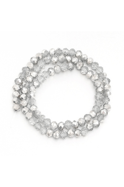 Choice3 6mm approx 90pcs 1 Strand/Lot Silver White Faceted Crystal Glass Bead...