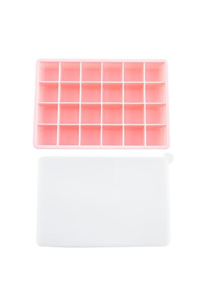 Choice16 قالب مكعبات ثلج سيليكون وردي احترافي، 24 قسم، قالب مكعبات ثلج مربع ك...