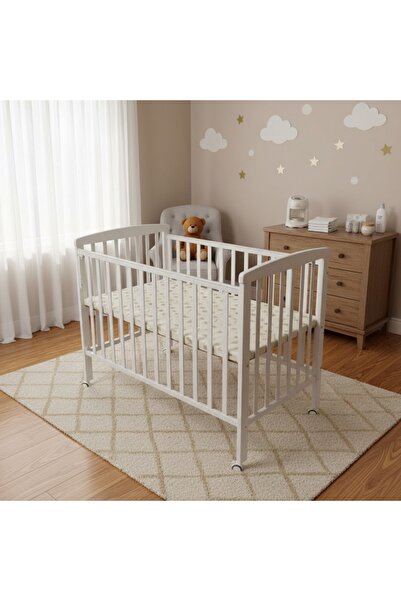 COMPLEX Luxury white wooden crib with wheels – 120 x 60 cm