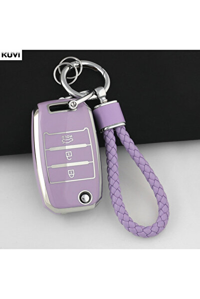 Choice3 طقم غطاء مفتاح سيارة جديد من مادة TPU باللون الأرجواني، متوافق مع سيا...