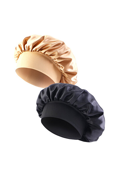 Choice22 قبعة نوم جديدة من الساتان الأسود والذهبي، واسعة الحواف، ناعمة كالحري...