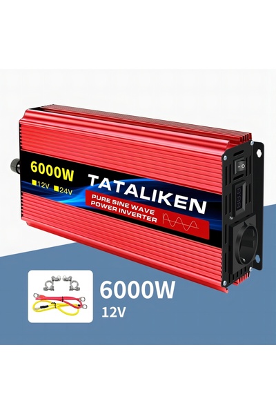 Choice9 محول طاقة أوروبي 12 فولت 6000 واط 50 هرتز، موجة جيبية نقية، 2500 واط/...