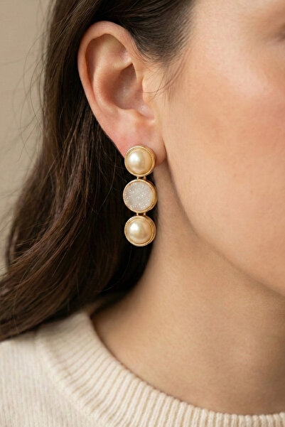 AURRARİ Gold Triple Pearlescent Earrings