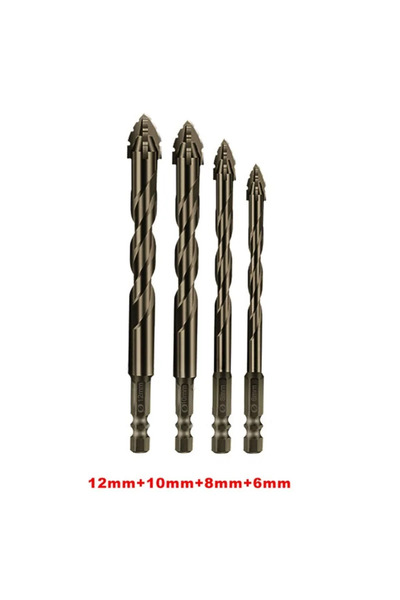 Choice4 4 PCS And Box High-Four-edged serrated eccentric drill for dry drilli...