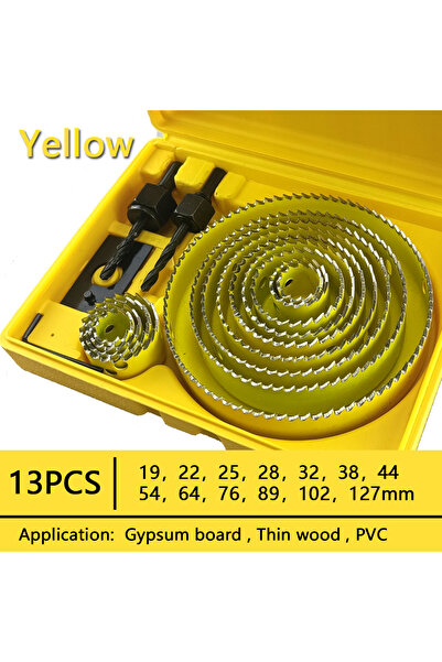 Choice13 Yellow13PCS 19-127mm 19-127mm Hole Saw Set Saw Cup Wood Crown Drill ...