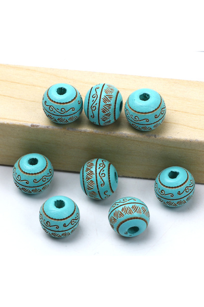 Choice8 10mm 10pcs Light blue Natural Wood Beads 10mm Loose Colored Wooden Be...