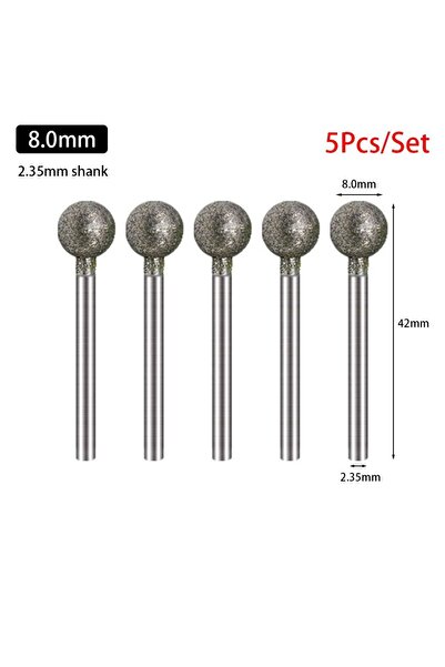 Choice12 مجموعة من 5 قطع من رؤوس حفر الصنفرة الماسية المستديرة بقطر 8.0 مم، و...