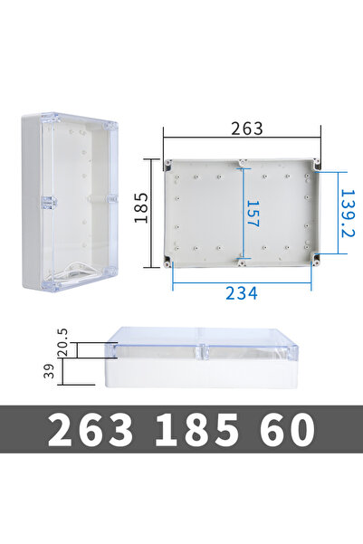 choice2 FT263-185-60 علبة بلاستيكية شفافة مقاومة للماء للاستخدام الخارجي، حاف...