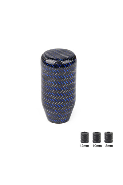 Choice6 Blue-70mm JDM Style Universal Oval/Sphere Carbon Fiber Manual Gear Sh...