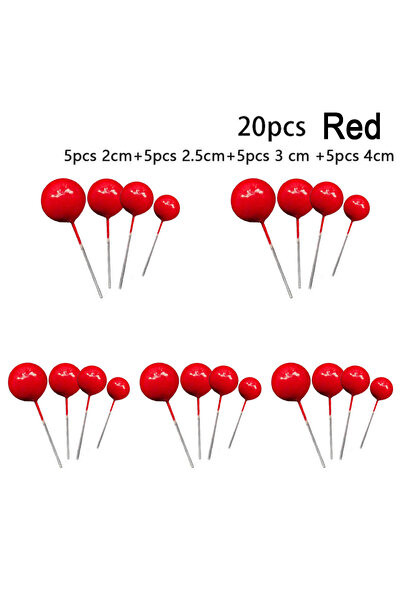 Choice3 red 20pcs Ball Cake Topper Creative Gold Silver Lovely Ball Birthday ...