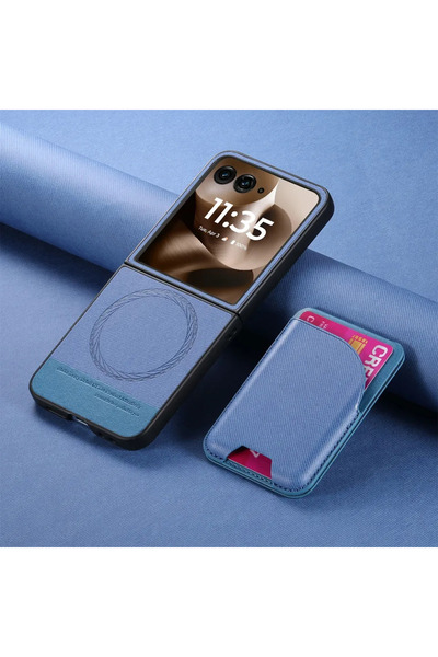 Choice41 غطاء جلد أزرق غلاف هاتف موتورولا رازر 40 ألترا، متوافق مع رازر 60 و5...