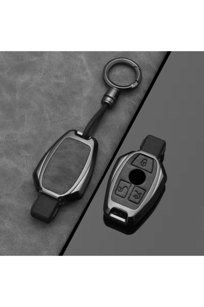 choice2 غطاء مفتاح سيارة رمادي بثلاثة أزرار، بتصميم معدني، مناسب لسيارات مرسي...