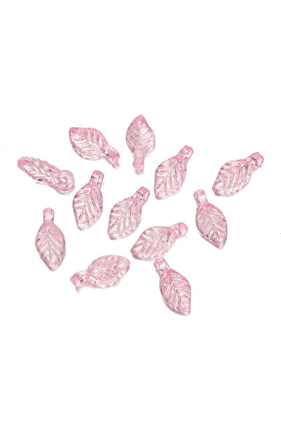Choice6 Pink 100pcs Acrylic Leaf Shaped Charms Colored Leaves Spacer Beads fo...