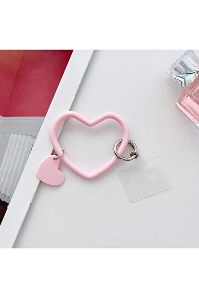 Choice5 سلسلة مفاتيح سيليكون وردية اللون على شكل قلب حب مضاد للضياع، حلقة تعل...