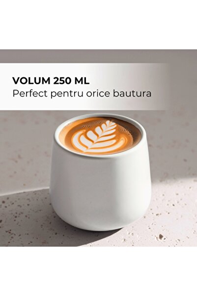 MIAMIO Set de 4 căni de cafea, Colecția Nami, ceramică, albă, 250 ml