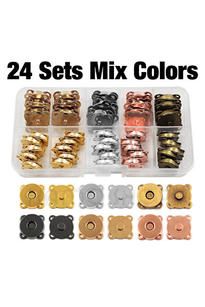Choice1 14mm 24 Sets Mix Colors 20sets 10mm-18mm Sew-on Metal Magnet Buckle S...