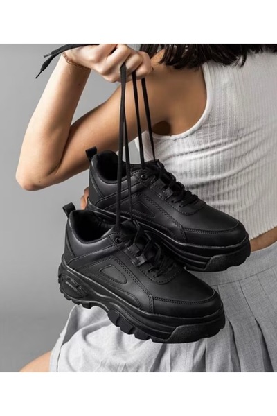 Yasee Noir Elevé Kadın Siyah Platform Sneaker Premium Urban Koleksiyon