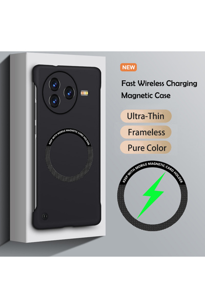 Choice34 غلاف هاتف فاخر أسود فائق النحافة مغناطيسي بدون إطار لون سادة لهاتف P...