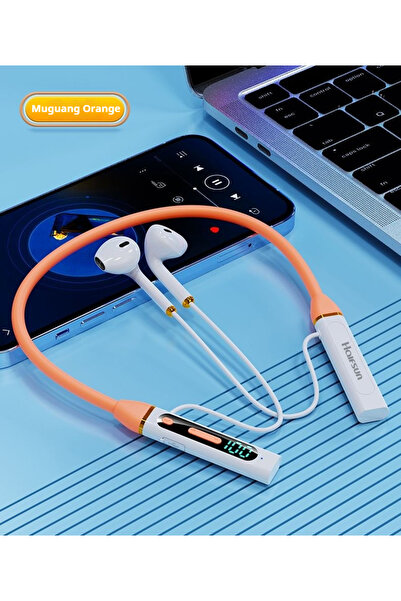 choice2 سماعات أذن لاسلكية برتقالية اللون، تعمل بتقنية البلوتوث، مزودة بإضاءة...