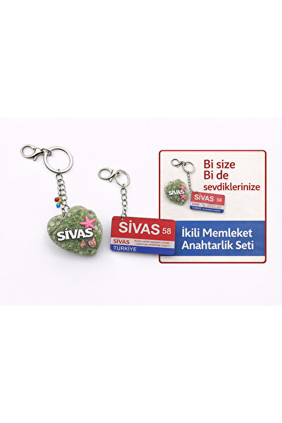 Home Sivas Hometown Themed Handmade 2-Piece Keychain Set