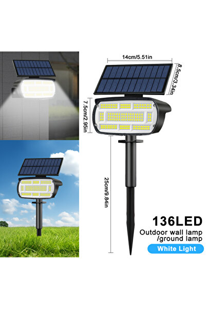 Choice1 4PCS 136 LED White Light 136 LED Solar Spot Landscape Lights Outdoor ...