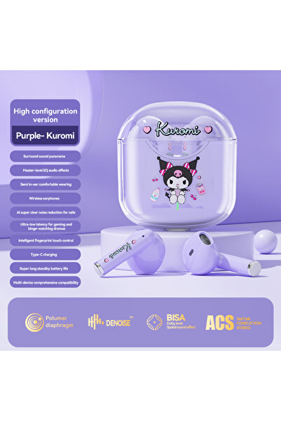 Choice4 سماعة بلوتوث لاسلكية BL19-purple EBL19 TWS مع حافظة شفافة، تصميم هيلو...