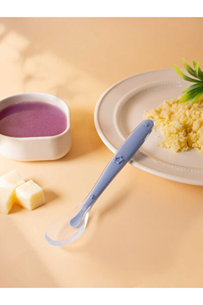 Choice8 Deep Blue Large 9 Colors Baby Silicone Spoon Learning Spoon Star Patt...