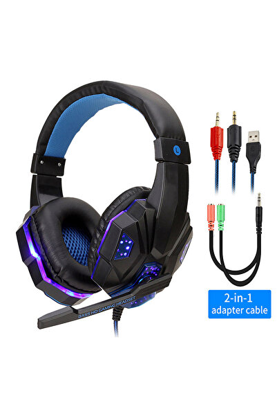 choice2 سماعات رأس احترافية للألعاب من بلاك بلو مزودة بإضاءة LED بأسلاك ، سلك...