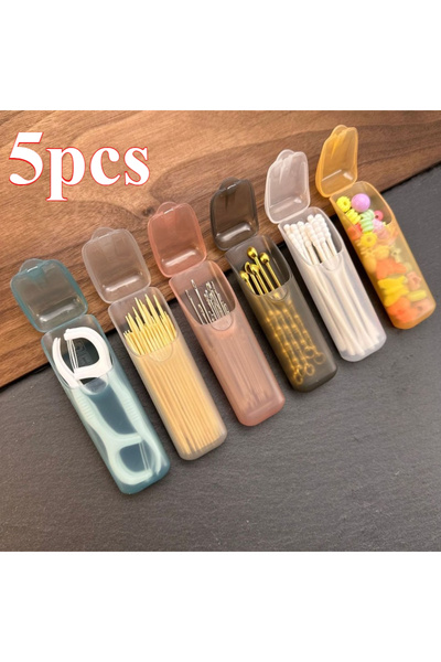 Choice 5Pcs Random Color Mini Dental Floss Swab Case-Portable Compact Pill Bo...