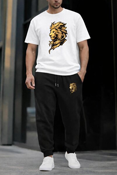 zeag Lion Printed Tracksuit T-Shirt Set