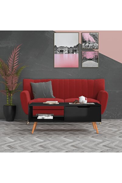 Concept Τραπεζάκι σαλονιού, γυαλιστερό μαύρο, 100x49,5x43 cm, μοριοσανίδα