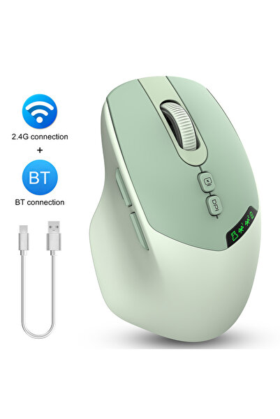 Choice3 ماوس لاسلكي صامت ثنائي الوضع بلون أخضر ماتشا، مزود بتقنية بلوتوث 5.0 ...