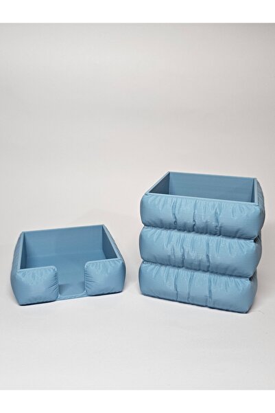 MidoriWorks Puffy Tasarım Kalemlik ve Kare Notluk Seti - Bubble Görünümlü Est...