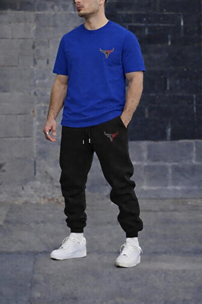 zeag Men's Small Bull Printed Tracksuit T-Shirt Set