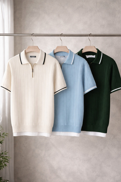 oneoff Чоловічий трикотажний сорочка з поло-коміром, економічна, з напівзасті...