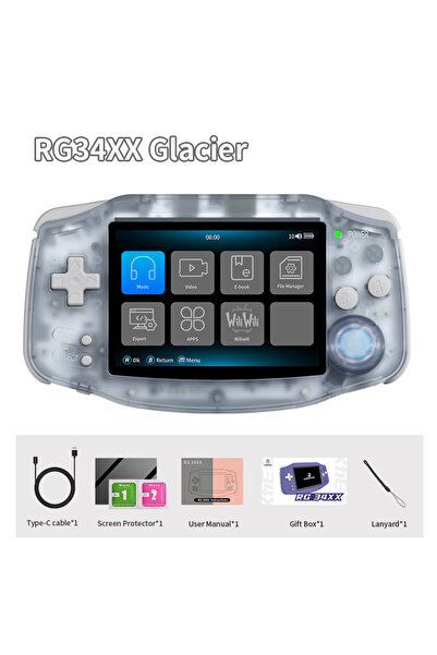 choice2 جهاز ألعاب فيديو محمول Glacier 64GB ANBERNIC RG34XX بتصميم كلاسيكي، ش...