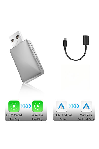 Choice محول كاربلاي فضي اللون، محول لاسلكي ذكي يعمل بتقنية الذكاء الاصطناعي، ...