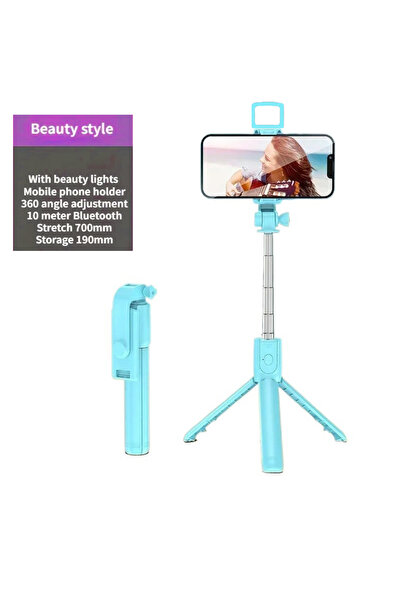 Choice1 حامل ثلاثي القوائم قابل للتمديد 3 في 1 مع عصا سيلفي زرقاء (مع إضاءة) ...