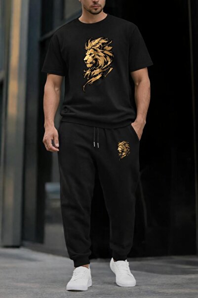 zeag Lion Printed Tracksuit T-Shirt Set
