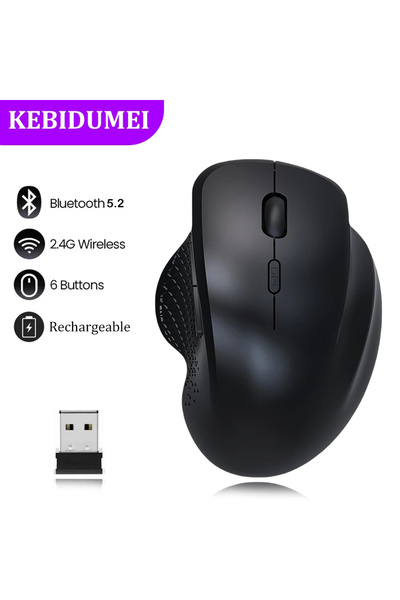 Choice kebidumei 6Keys BT 5.2 2.4G BK 6 Button Ergonomic Mouse 2.4G Wireless ...