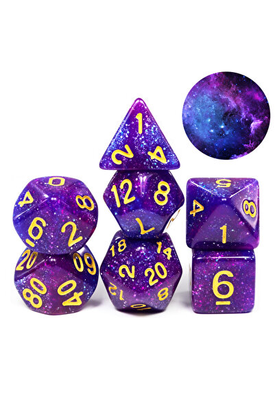 Choice1 Purple Blue Polyhedral Dice Set 7pcs DND Digital Dices for Tabletop B...