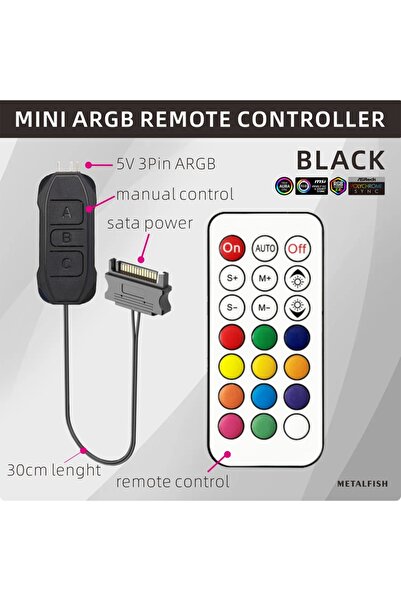 Choice جهاز تحكم عن بعد أسود من Metalfish MINI ARGB Controller، منظم إضاءة 5V...
