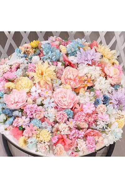 Choice مجموعة عشوائية من 20 قطعة من الزهور الاصطناعية حرير بأحجام متنوعة لتزي...