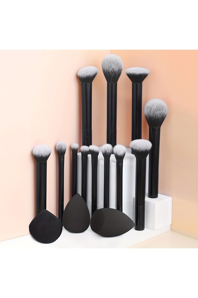 Choice4 black 12-Piece Classic Full Makeup Brush Set with Angled and Teardrop...